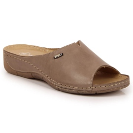 Női bőr papucs bézs Helios 105 éken