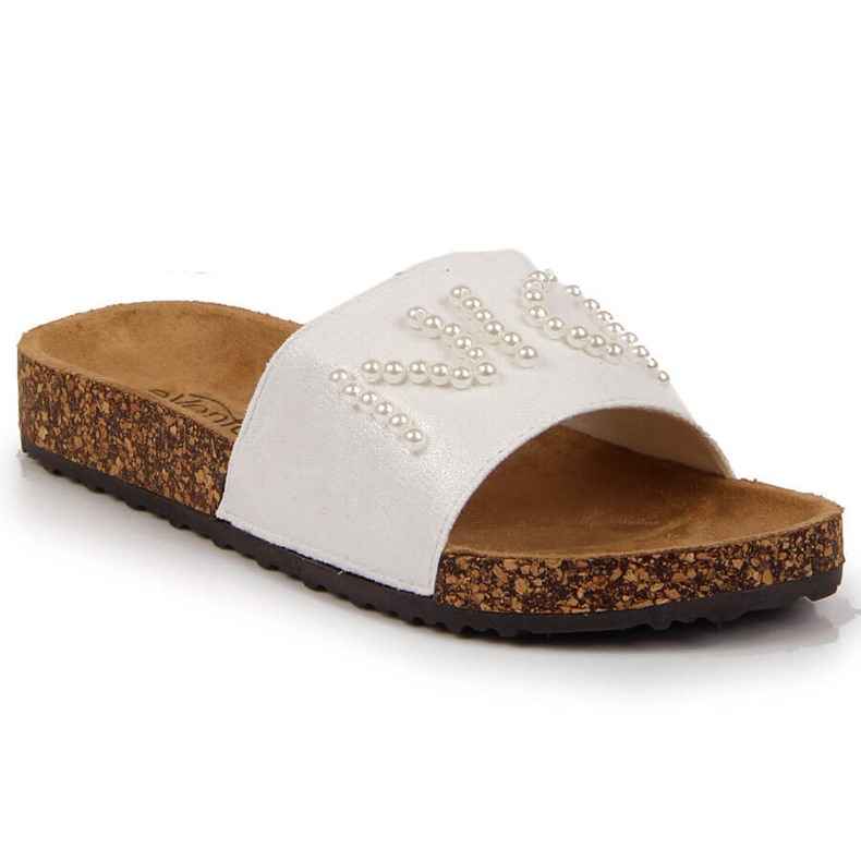 Női fehér papucs gyöngyökkel eVento Női fehér papucs gyöngyökkel eVento