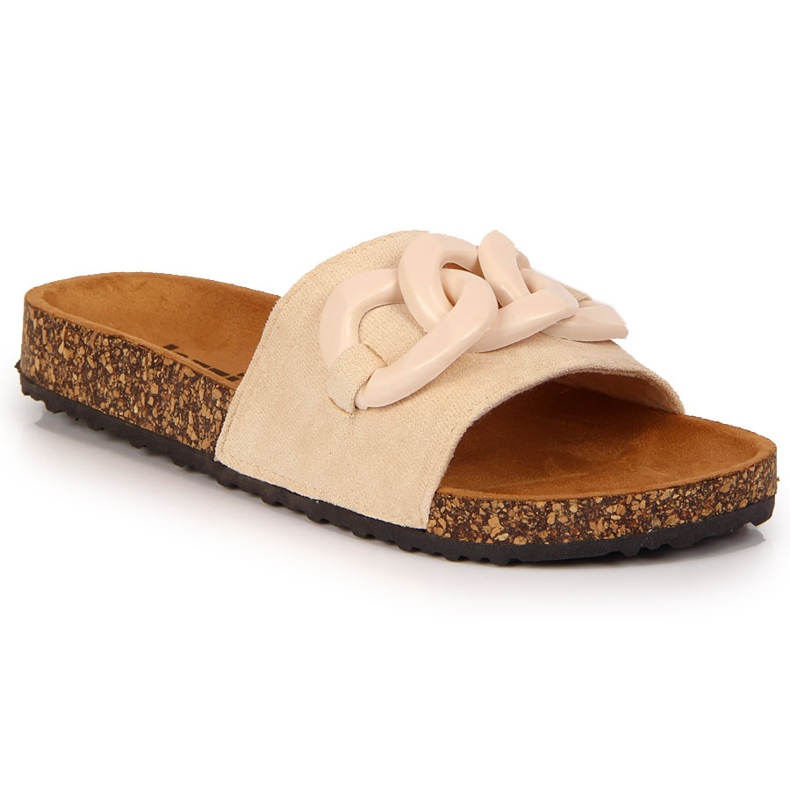 Női bézs Jezzi papucs lánccal