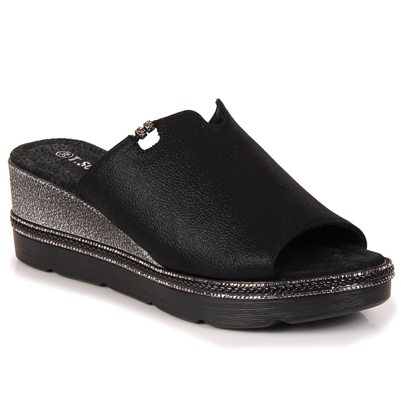 Női fekete ékpapucs T.Sokolski