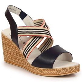 Bőr női szandál egy sötétkék ék Filippo Bőr női szandál egy sötétkék ék Filippo