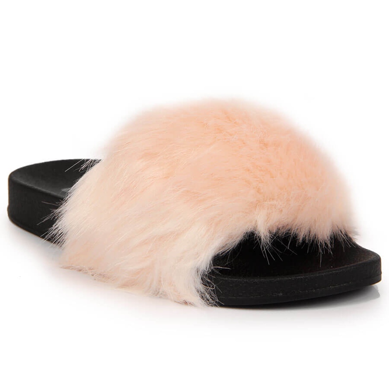 Női bundás papucs - világos rózsaszín Jezzi