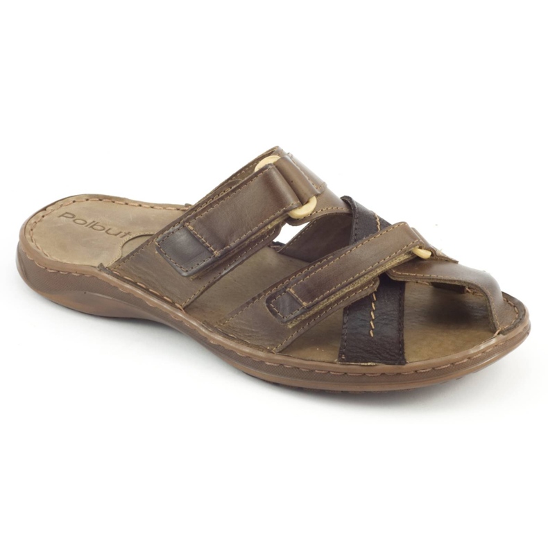 Polbut Férfi bőr papucs SA06 / 2 barna