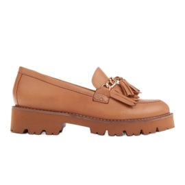 Marco Shoes Cipők arany lánccal, könnyű talpon bézs