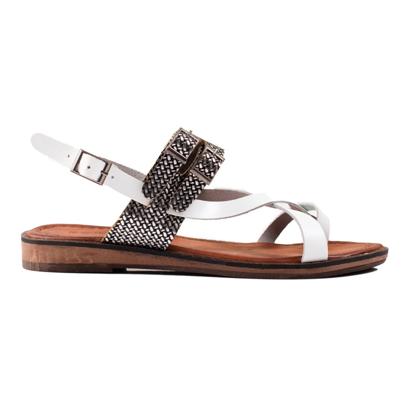 W. Potocki Stílusos bőr szandálok fehér