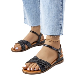 Fekete szandál Parade cirkóniával