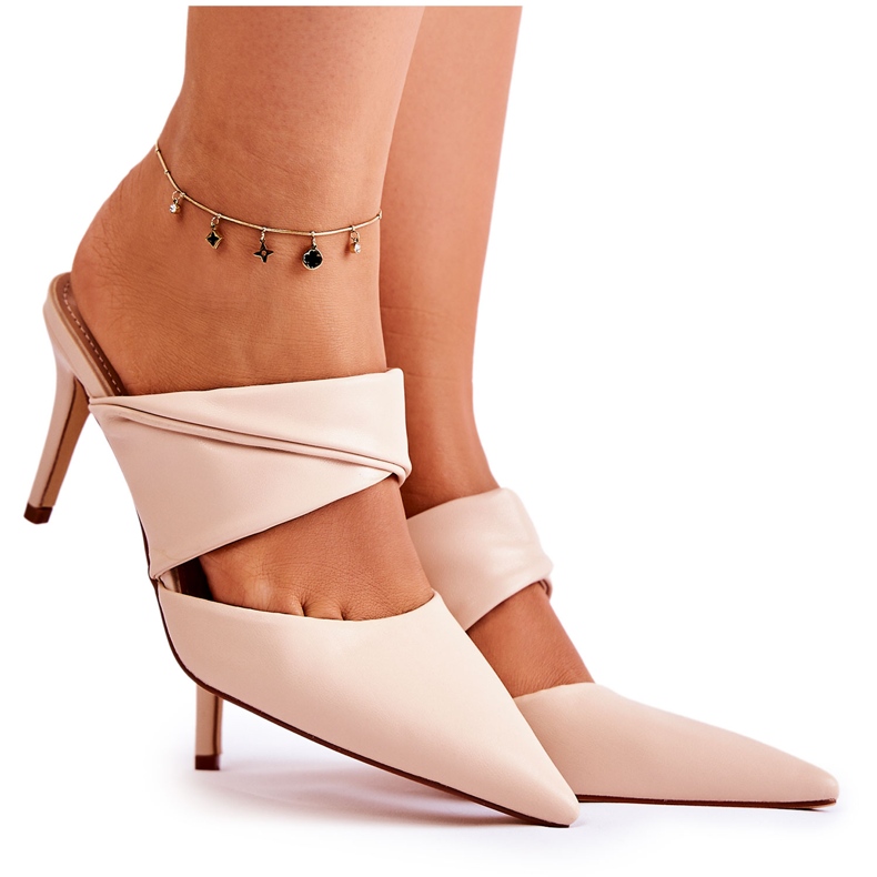 PS1 Bőr papucs egy magas sarkú Aveline bézs színű