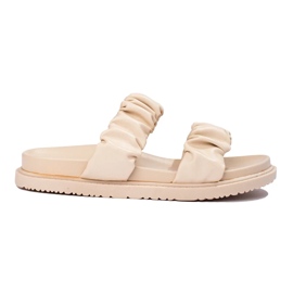 J. Star Bézs színű csíkos papucs