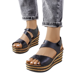 Fekete espadrillák Burley ékeken Fekete espadrillák Burley ékeken