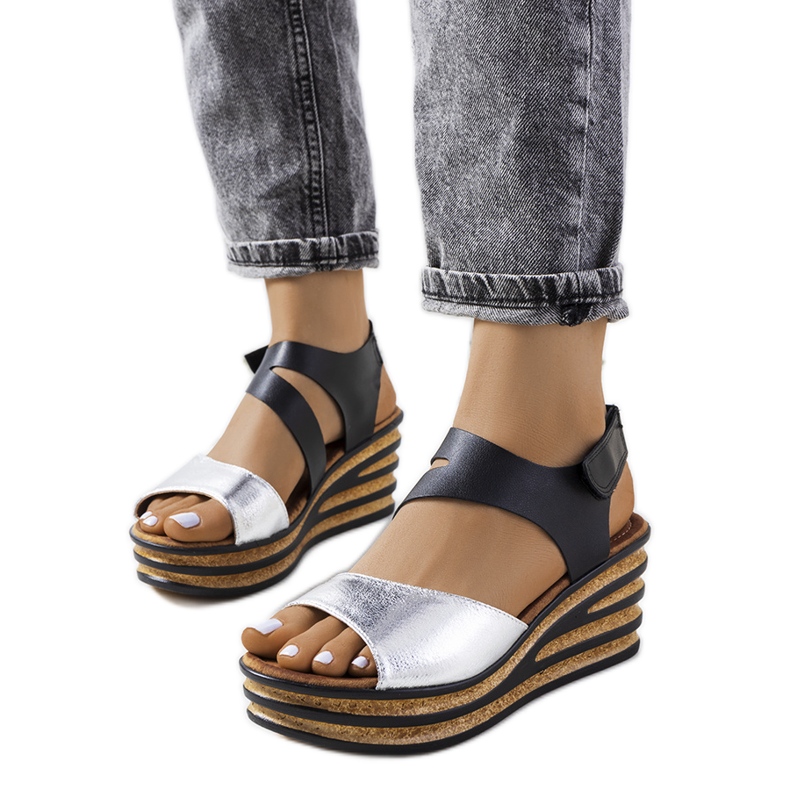 Ezüst espadrillák Burley ékeken