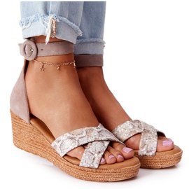 Velúr ék szandál Maciejka 04565-04 bézs-arany