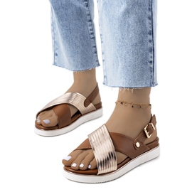 Barna szandál fémes Myrtle betéttel aranysárga