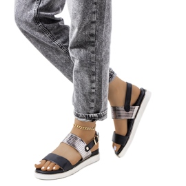 Fekete szandál fém Larochell betéttel ezüst