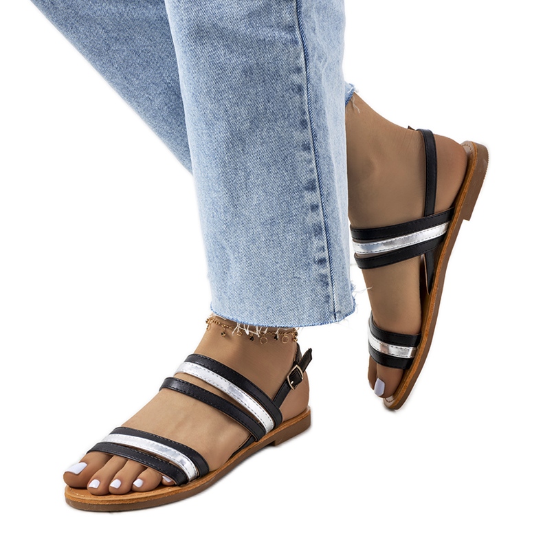 Fekete női Hibbins szandál ezüst