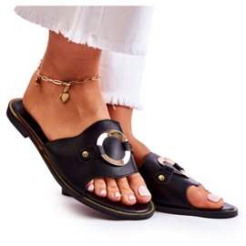 Vinceza Bőr női papucs fekete Marinell-dísszel Vinceza Bőr női papucs fekete Marinell-dísszel