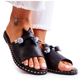 Vinceza Női klasszikus papucs hurokkal, fekete Cassia Vinceza Női klasszikus papucs hurokkal, fekete Cassia