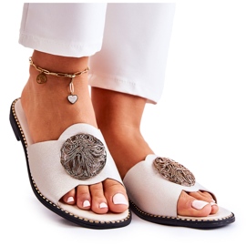 S.Barski Női bőr papucs Golden Colene díszítéssel aranysárga S.Barski Női bőr papucs Golden Colene díszítéssel aranysárga