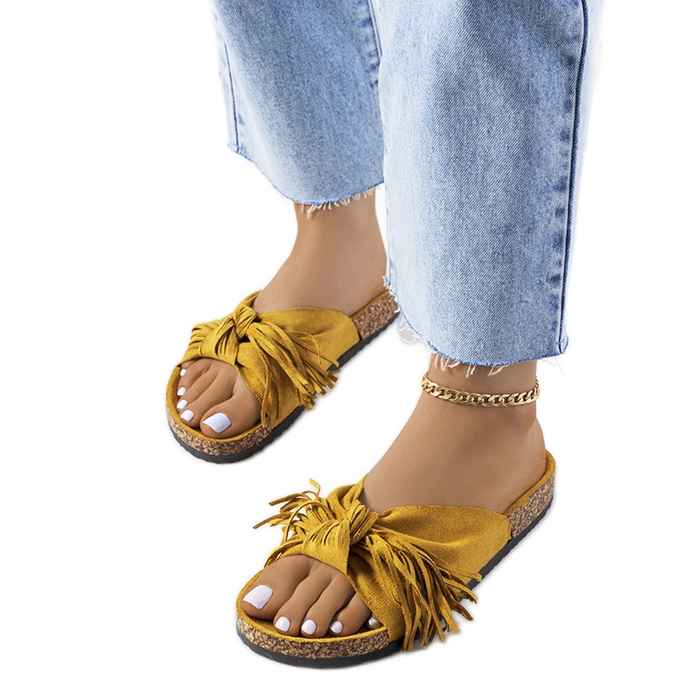 Női rojtos sárga papucs