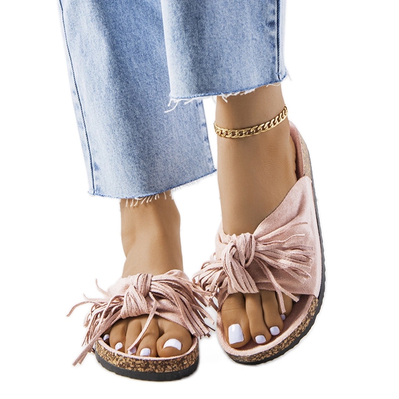 Női rojtos rózsaszín papucs