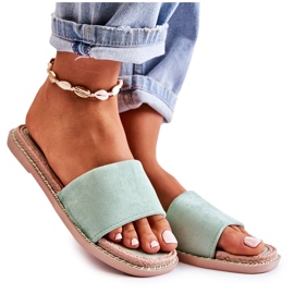 FJ1 Velúr női papucs Sunset Green zöld