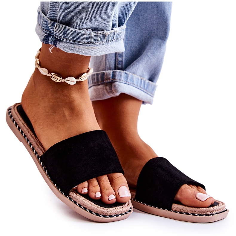 FJ1 Velúr női fekete papucs Sunset