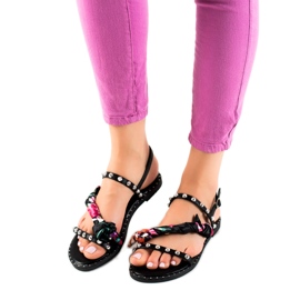 Cm Paris Divatos szandál köbös cirkóniummal fekete