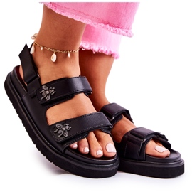 S.Barski Női szandál Fekete Elly díszítéssel