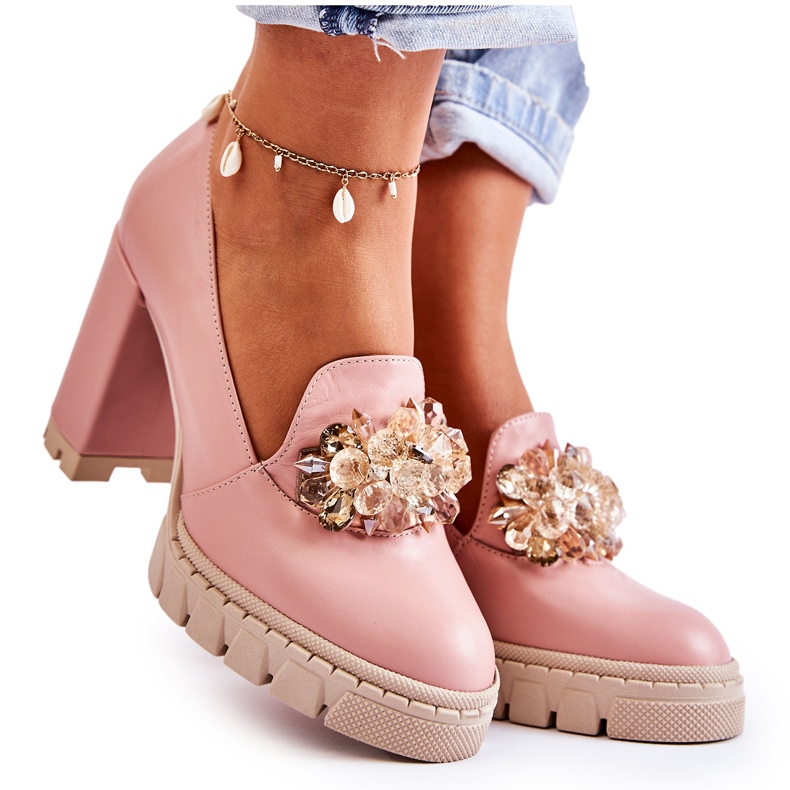 PA2 Elegáns szivattyúk díszítő sima rózsaszín-bézs katerine-vel