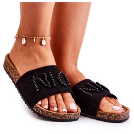 PE1 Klasszikus velúr papucs fekete Vayana gyöngyökkel PE1 Klasszikus velúr papucs fekete Vayana gyöngyökkel