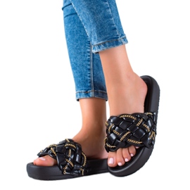 Seastar Stílusos papucs láncokkal fekete