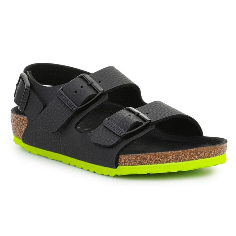 Szandál Birkenstock Milano Kinder 1022129 Desert Soil Black Lime fekete