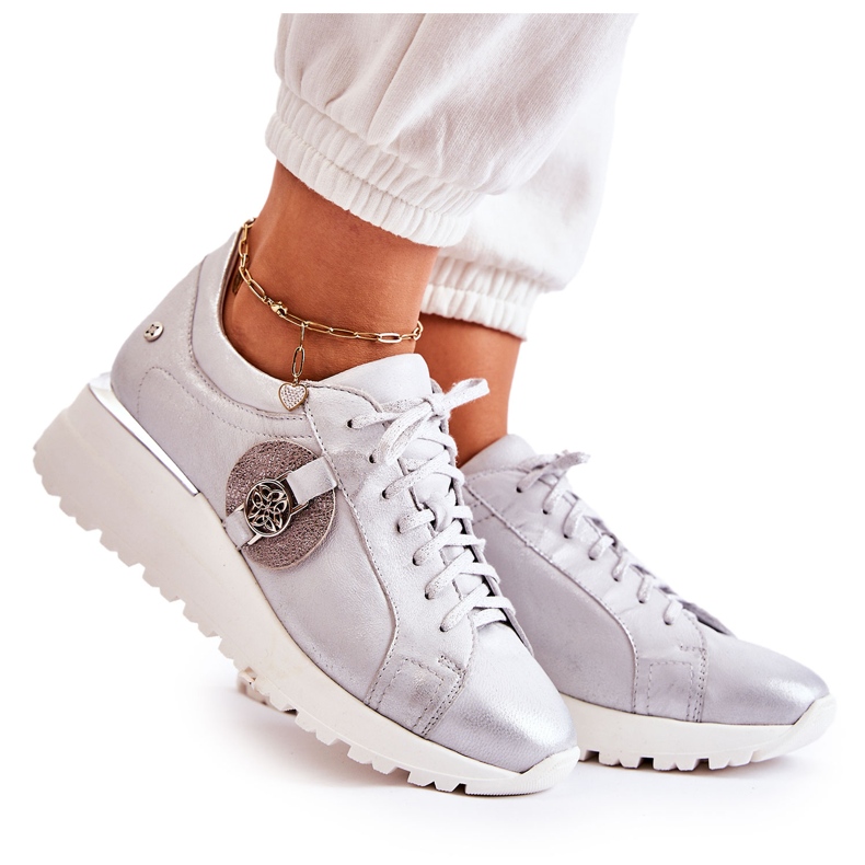 Bőr sportcipő Wedge Maciejka 05492-11 ezüst