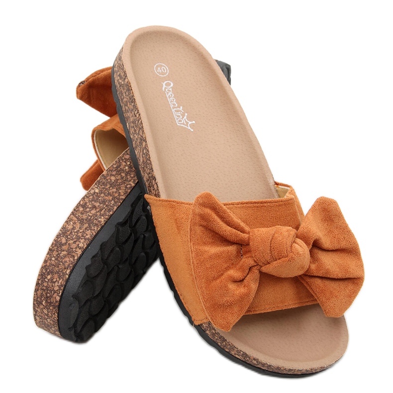 Kiara Camel parafa papucs barna