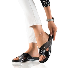 Groto Gogo Csillogó fekete papucs