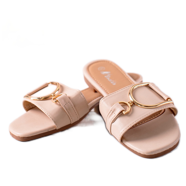 SHELOVET Elegáns, díszes papucs bézs