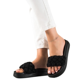 Seastar Fekete papucs kristályokkal