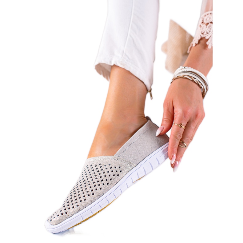 DK Áttört bőr slipons szürke DK Áttört bőr slipons szürke