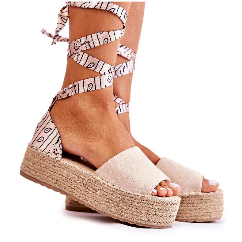 FB2 Suede Wedge Sandals Beige Livia bézs