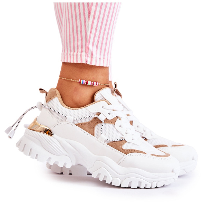 PM2 Divatos textil sportcipő bézs és fehér Amariso