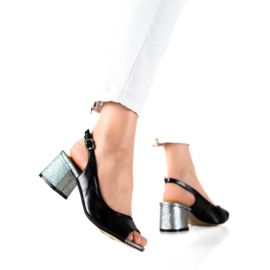 T.Sokolski Csillogó magas sarkú szandál fekete