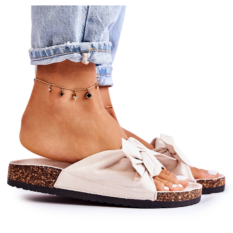 PS1 Wendy világos bézs parafa talpú papucs