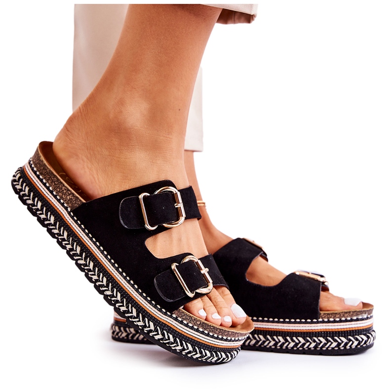 FE1 Női papucs csatok Fekete Melissa