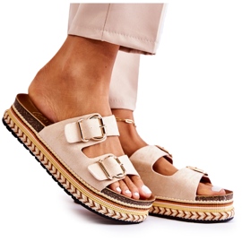 FE1 Női papucs csatok bézs színű Melissa