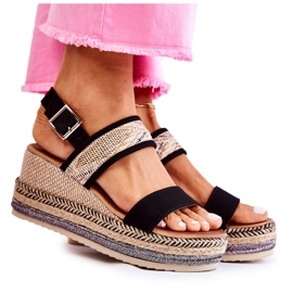 FE1 Fekete velúr ékszandál Annabel bézs