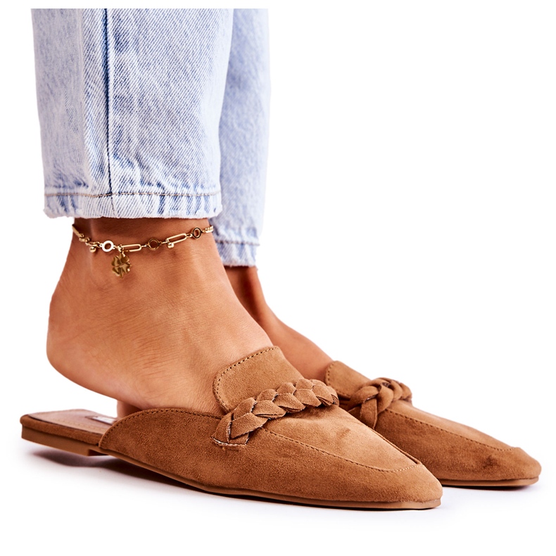 FB1 Női papucs Velúr bézs Olena barna