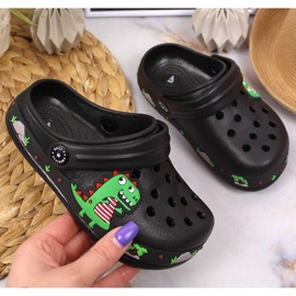 American Club Jr.AM900A fekete papucs dinoszaurusszal