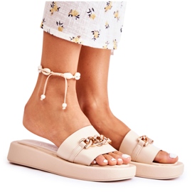 S.Barski Divatos bézs Megosa papucs lánccal