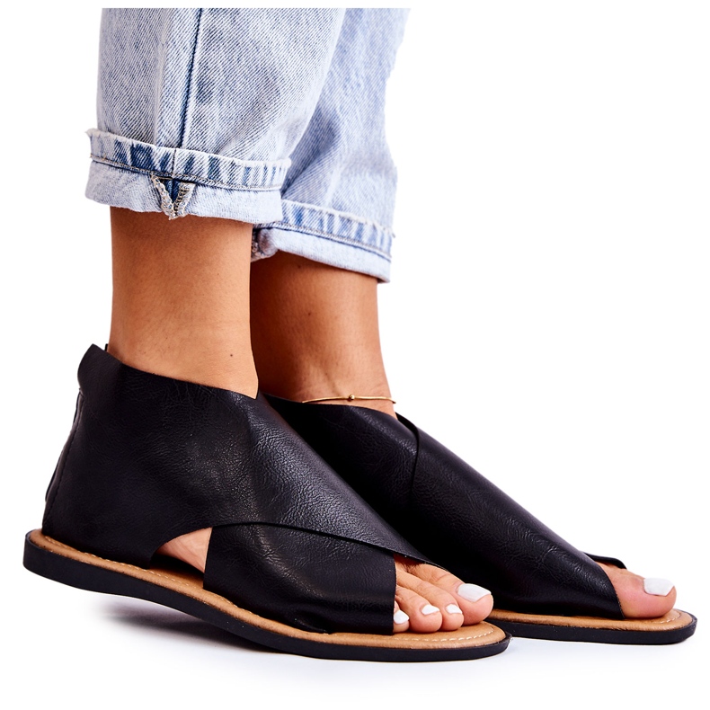 S.Barski Női fekete bőr Catalise szandál