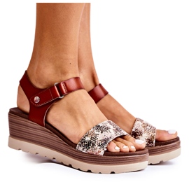 S.Barski Bőr szandál barna Josella éken bézs