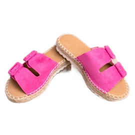 SHELOVET Velúr papucs csatokkal rózsaszín